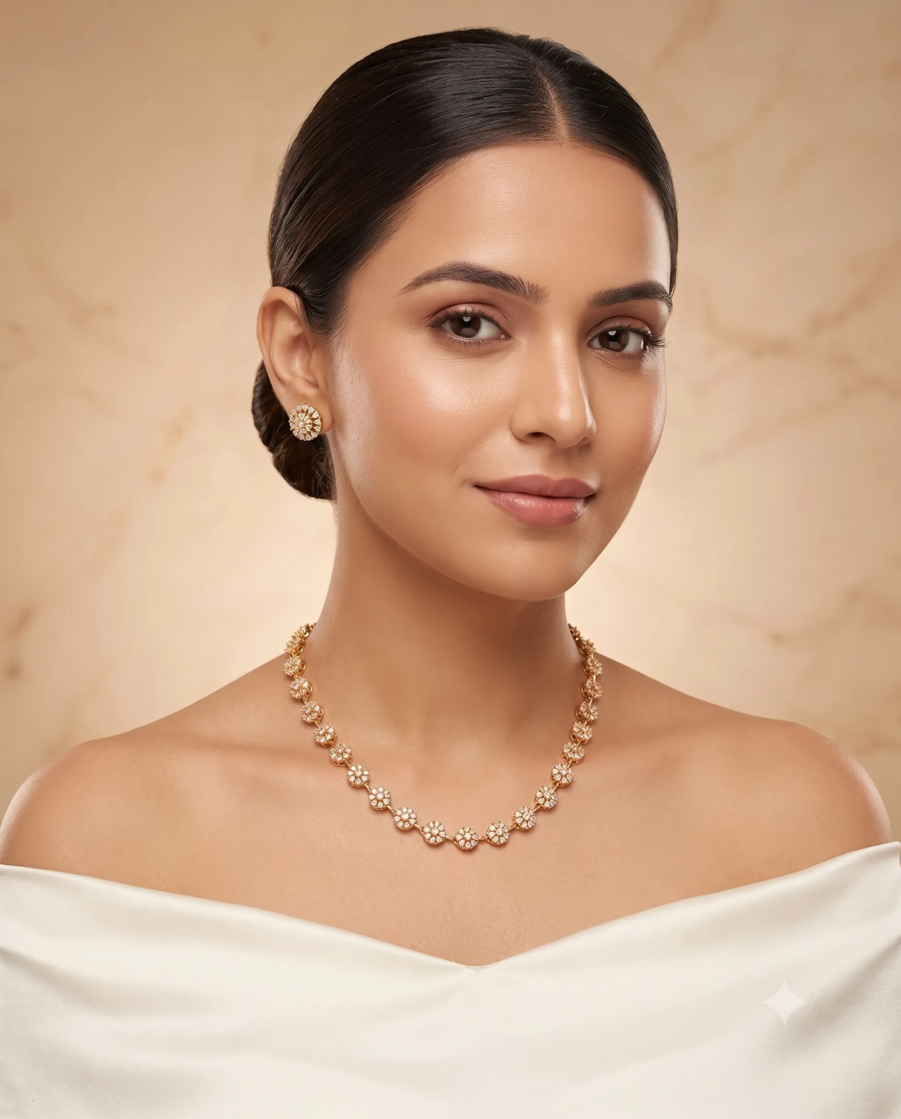 floral american diamond necklace set1 floral american diamond necklace set1