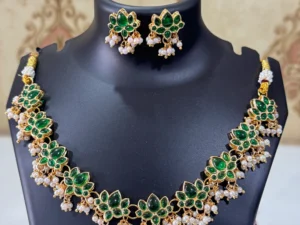 green lotus pearl necklace set