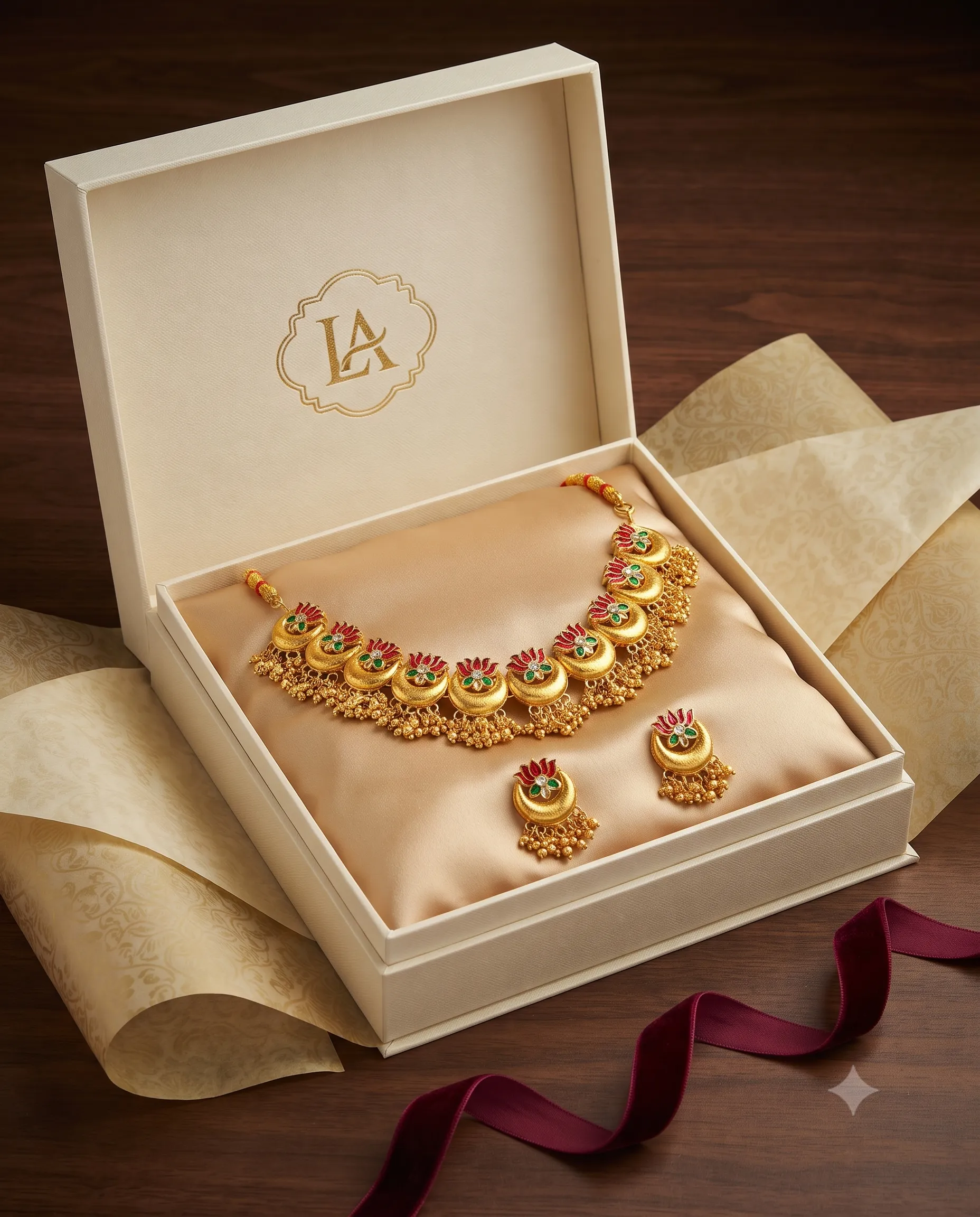 lotus chandrakor necklace set2 lotus chandrakor necklace set2