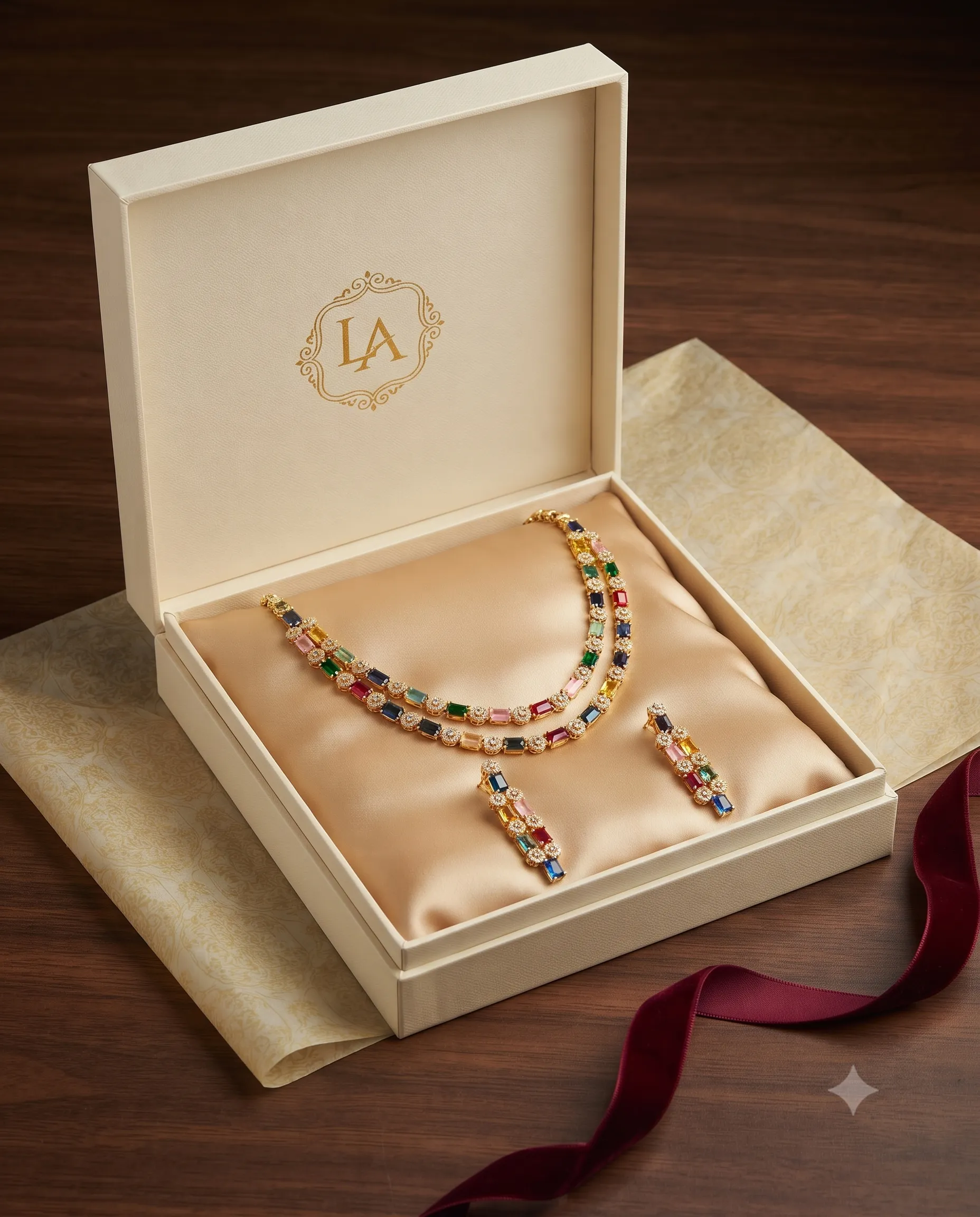 multicolor double layer ad necklace set2 multicolor double layer ad necklace set2