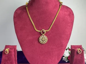 Ruby AD Pendant Necklace Set with Matching Earrings
