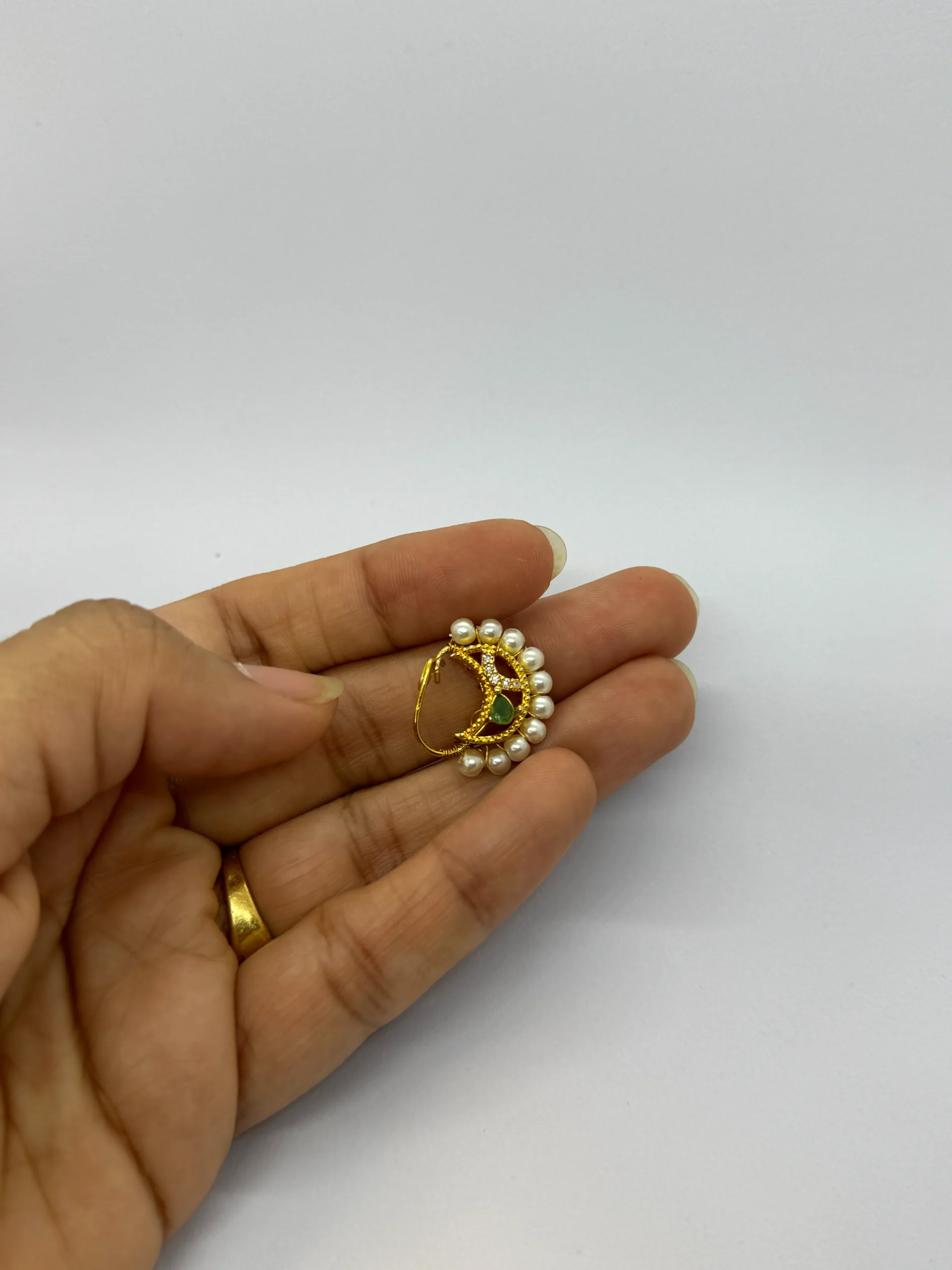 traditional maharashtrian pearl nath with red & green stones3 traditional maharashtrian pearl nath with red & green stones3