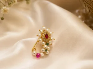 Traditional Pearl Nath with Ruby Stone