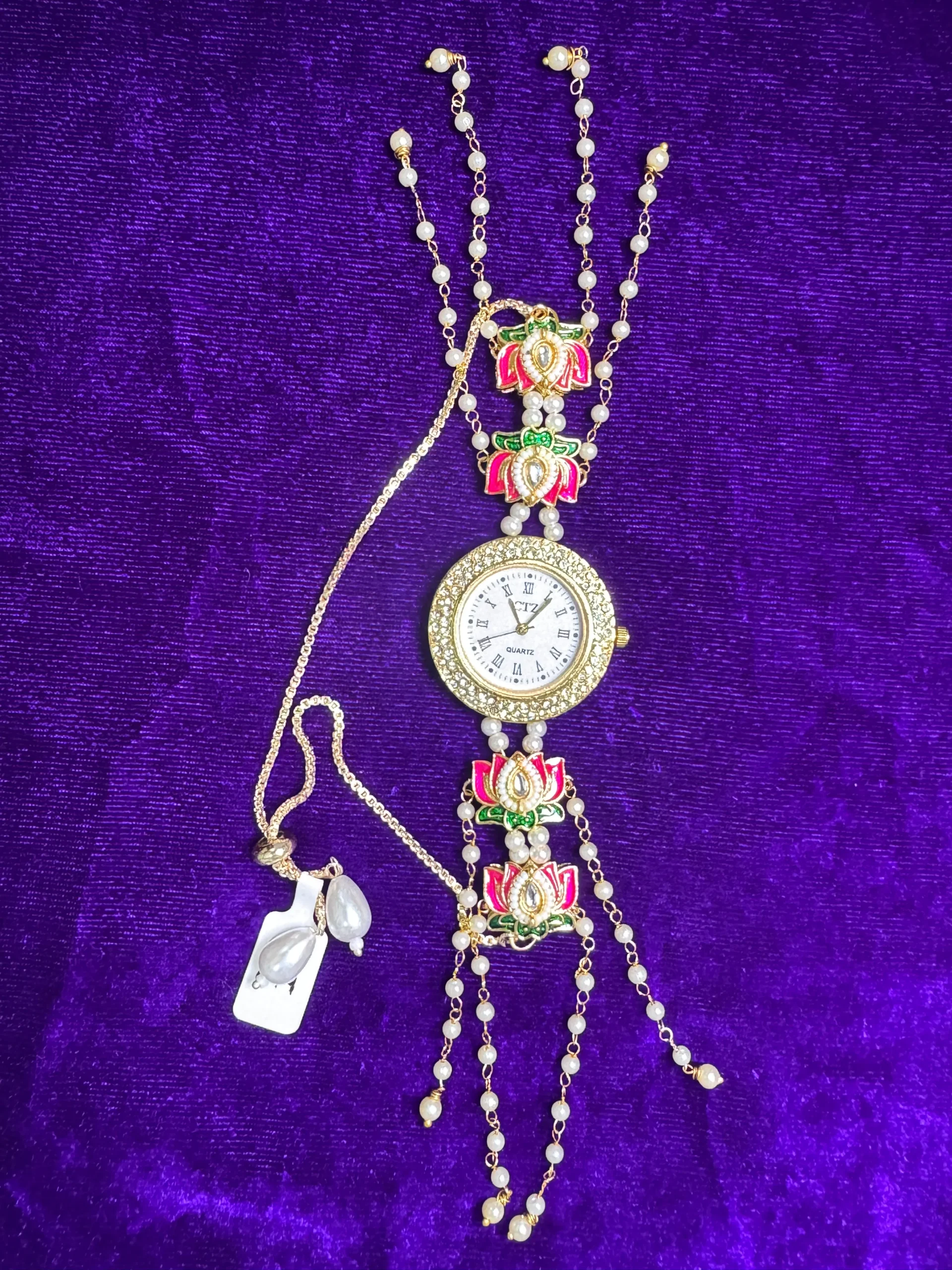 lotus kashmiri bracelet watch pearl traditional watch luxealankar2.webp lotus kashmiri bracelet watch pearl traditional watch luxealankar2.webp