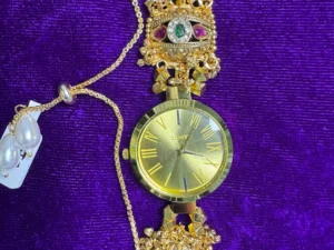 luxealankar royal heritage temple designer bracelet watch antique gold1