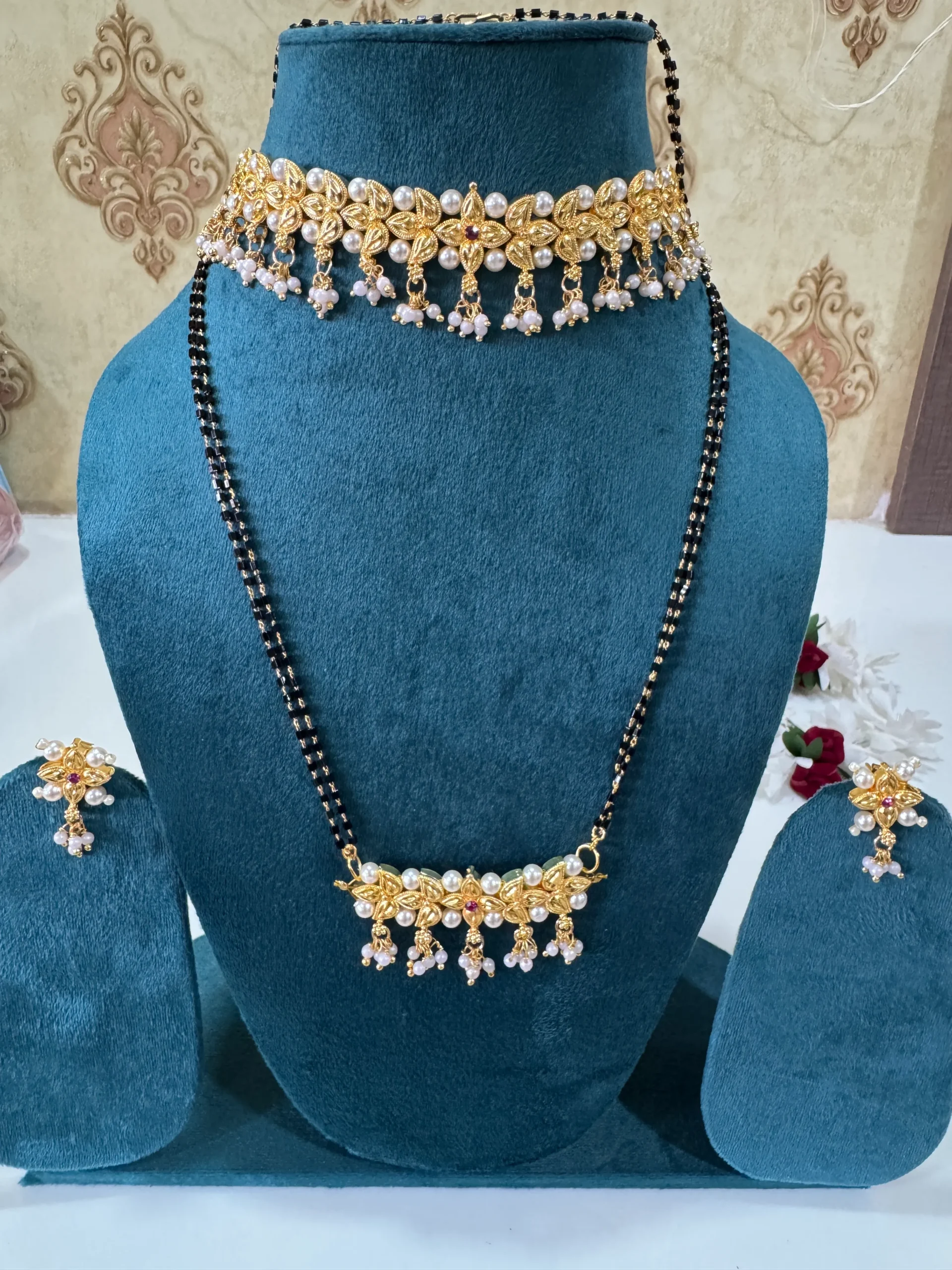 bel pan mangalsutra combo set Bel Pan Mangalsutra Combo Set | Traditional Maharashtrian Jewellery | LuxeAlankar