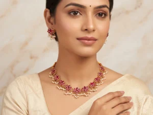 ruby lotus necklace set1